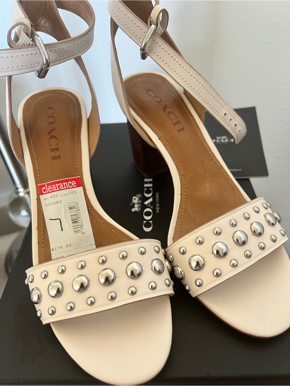Coach Paige studded sandals block heels size 7M